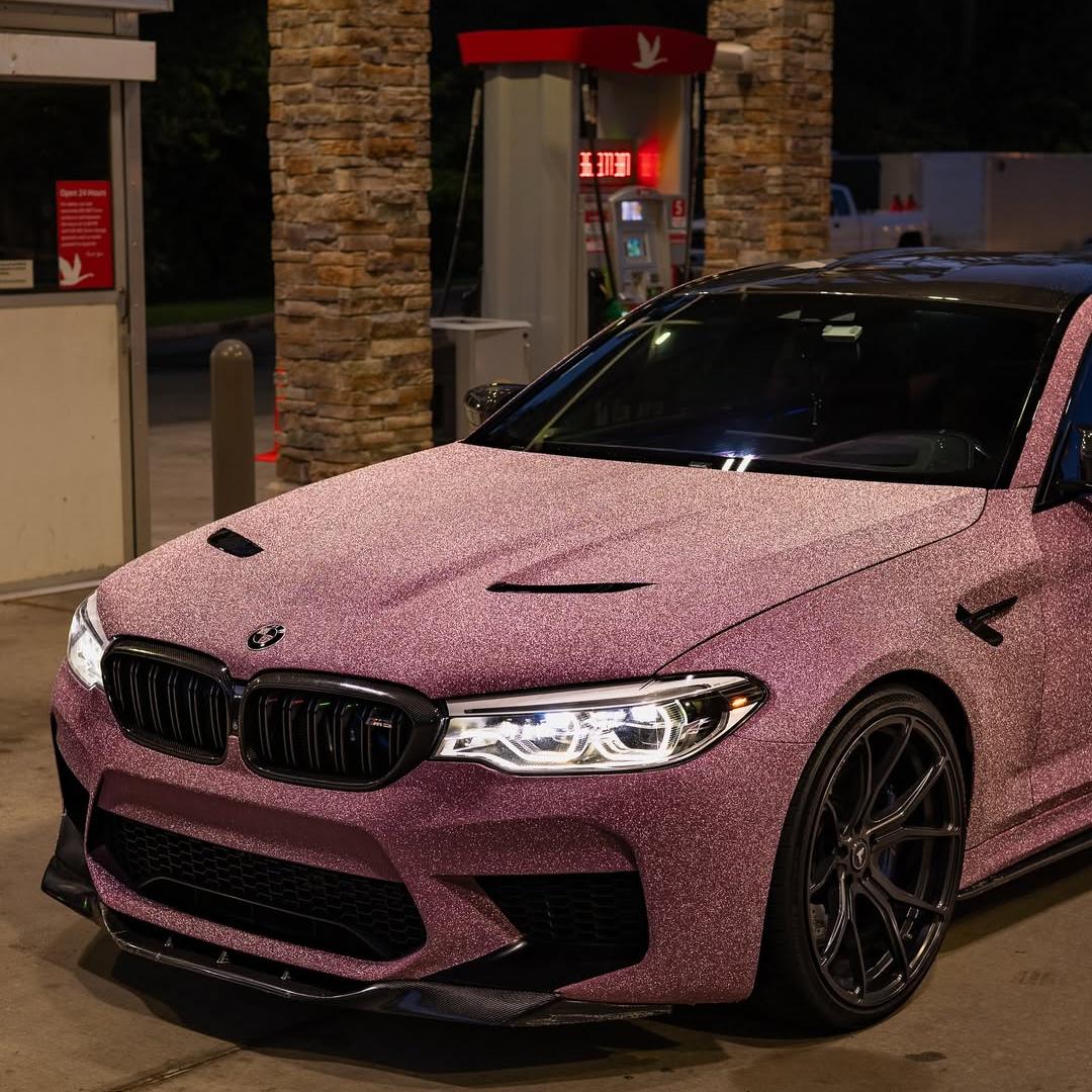 Matte Diamond Glitter Pink Car Vinyl Wrap product image 5 - Veloro matte vinyl wrap