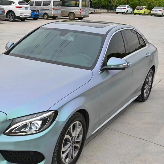 Matte Metallic Diamond Grey Blue Car Vinyl Wrap product image 4 - Veloro matte vinyl wrap