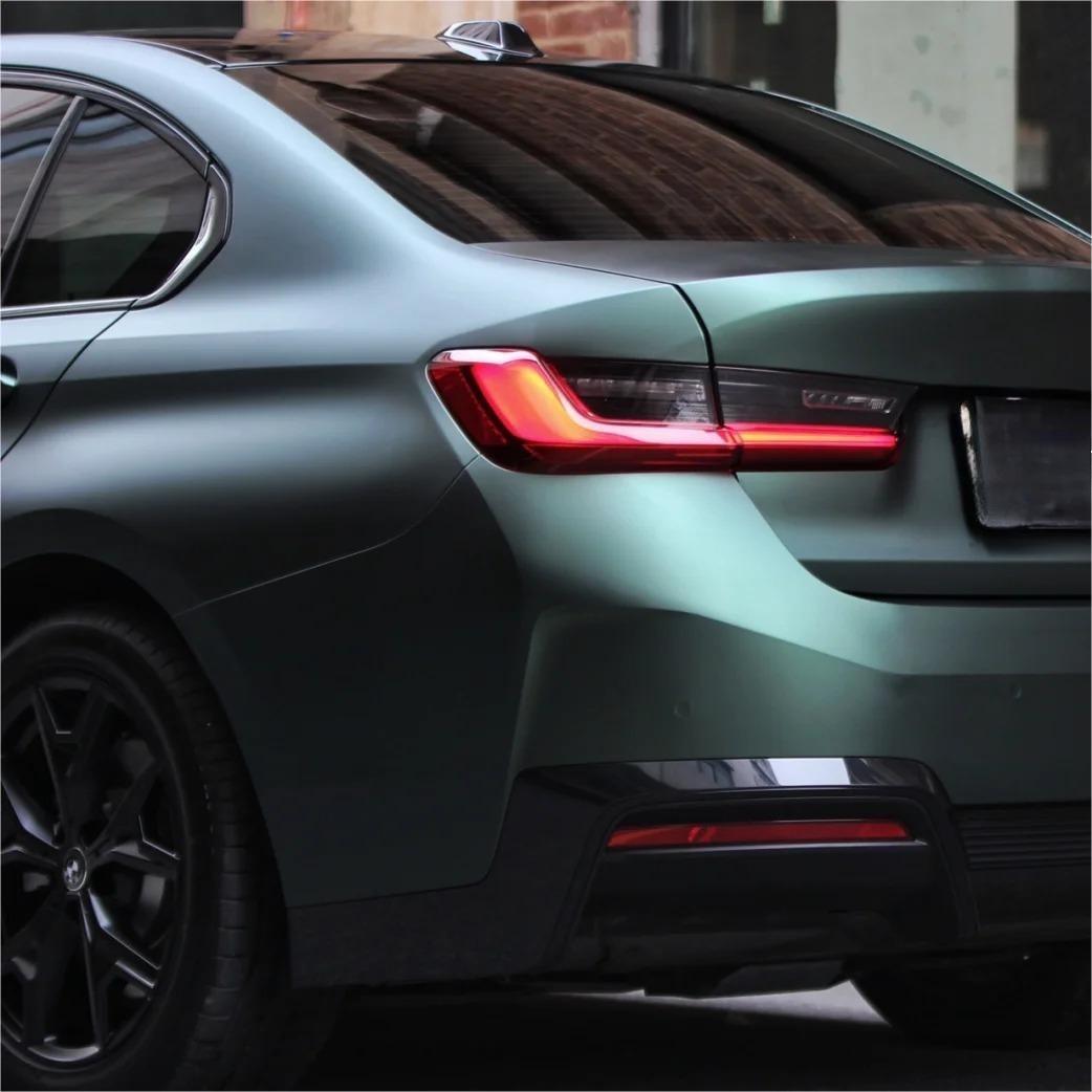 Matte Emerald Green Car Vinyl Wrap BWM I3 product image 4 - Veloro matte vinyl wrap