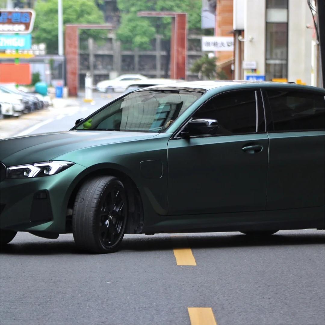 Matte Emerald Green Car Vinyl Wrap BWM I3 product image 9 - Veloro matte vinyl wrap