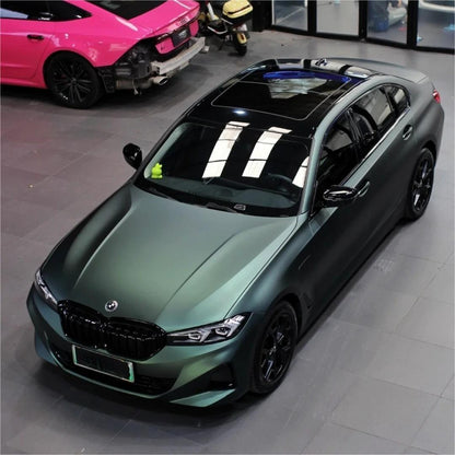 Matte Emerald Green Car Vinyl Wrap BWM I3 product image 2 - Veloro matte vinyl wrap