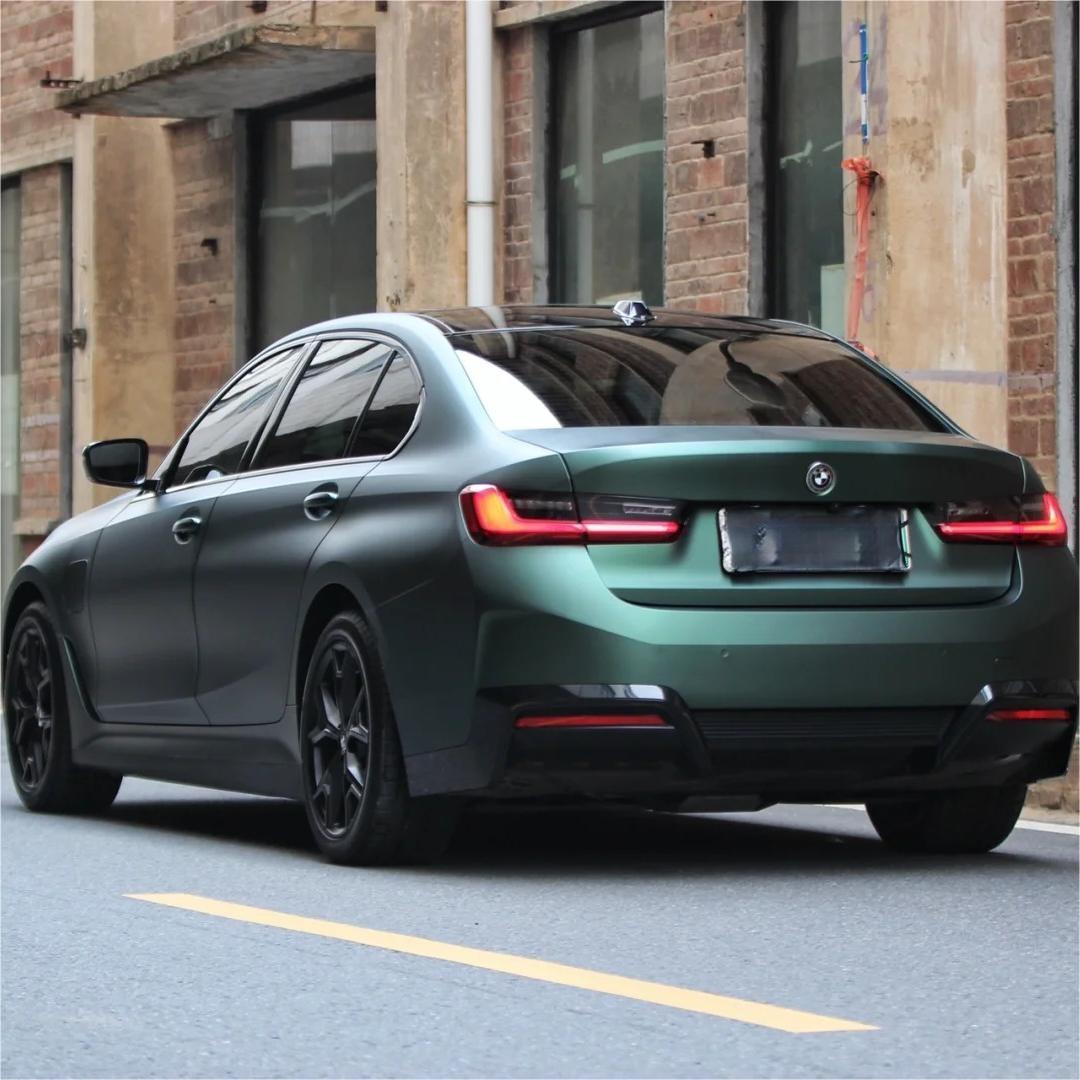 Matte Emerald Green Car Vinyl Wrap BWM I3 product image 3 - Veloro matte vinyl wrap