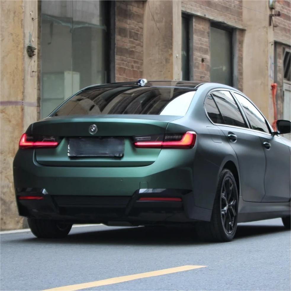 Matte Emerald Green Car Vinyl Wrap BWM I3 product image 10 - Veloro matte vinyl wrap