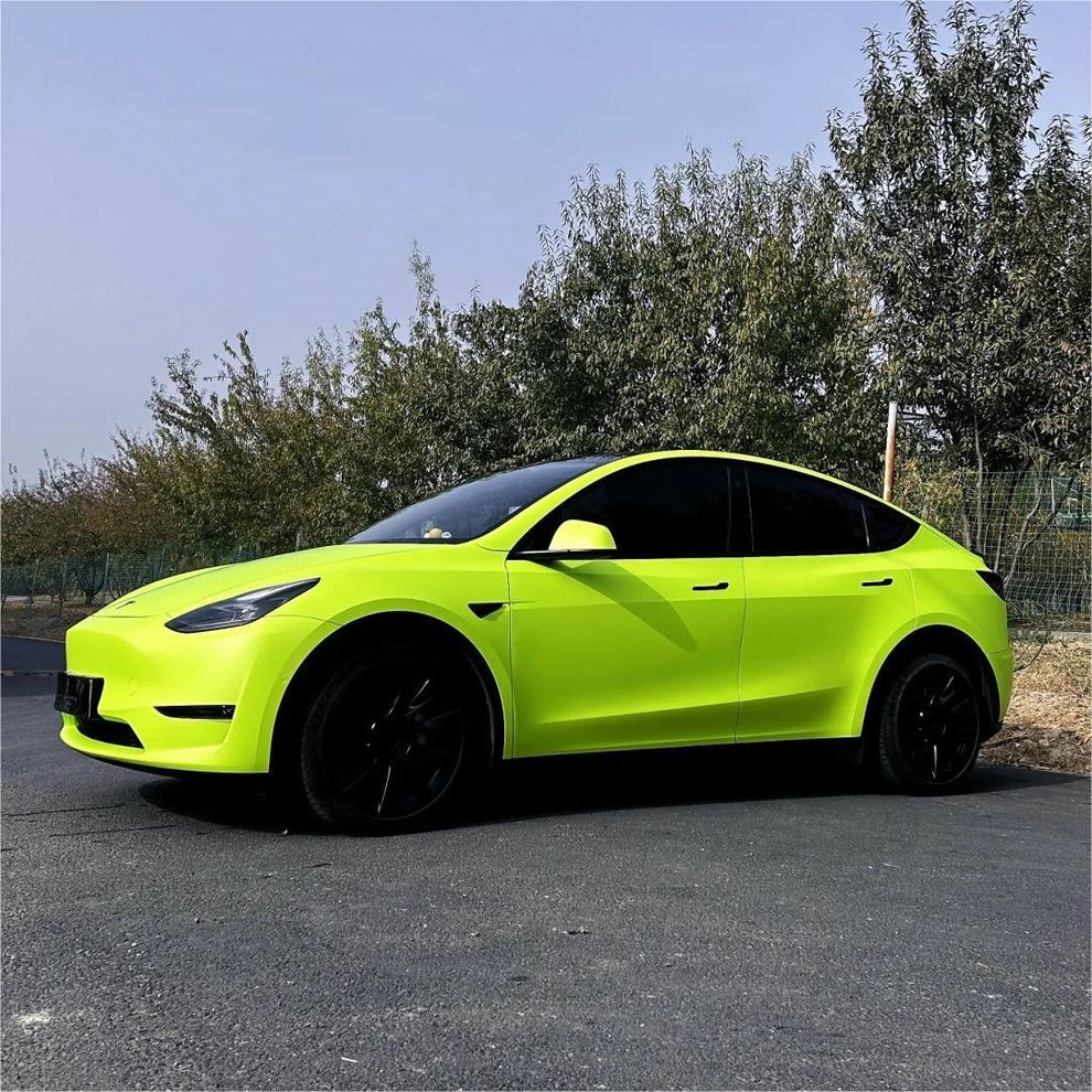Matte Ultimate Flat Fluorescent Yellow Car Vinyl Wrap PET product image 13 - Veloro matte vinyl wrap