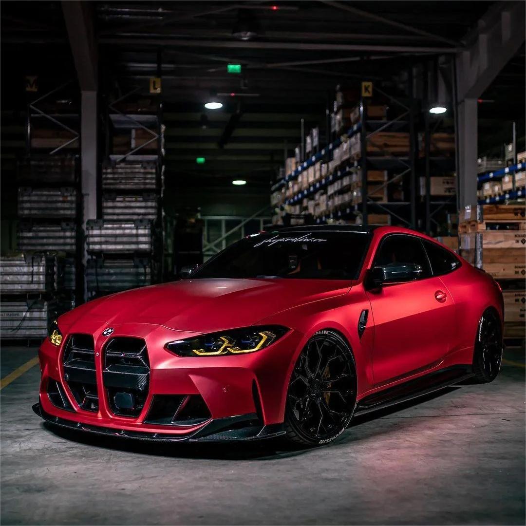 Matte Satin Ceramics Red Car Vinyl Wrap PET product image 2 - Veloro matte vinyl wrap