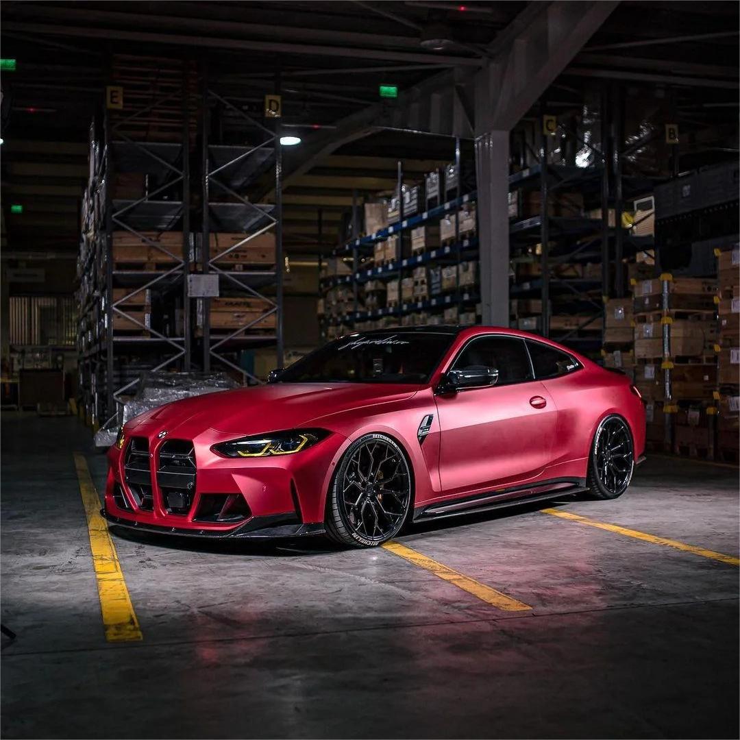 Matte Satin Ceramics Red Car Vinyl Wrap PET product image 3 - Veloro matte vinyl wrap