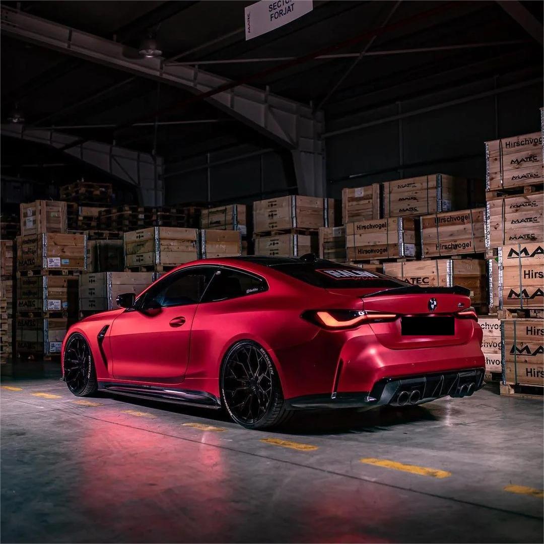 Matte Satin Ceramics Red Car Vinyl Wrap PET product image 5 - Veloro matte vinyl wrap