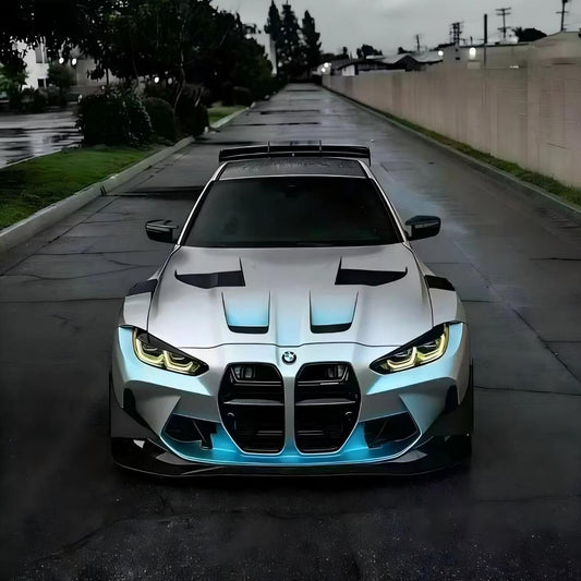 Matte Metallic Chameleon Silver Blue Car Vinyl Wrap PET