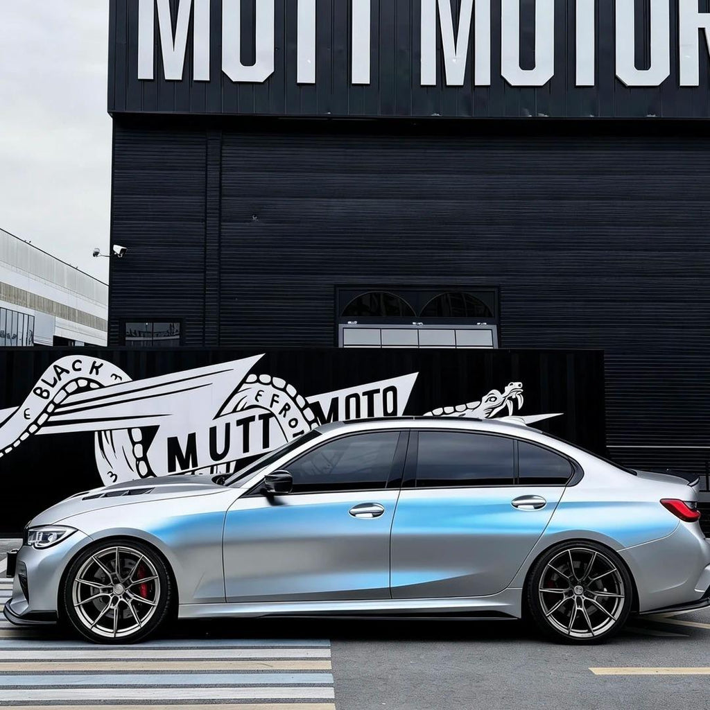 Matte Metallic Chameleon Silver Blue Car Vinyl Wrap PET product image 3 - Veloro color shift vinyl wrap