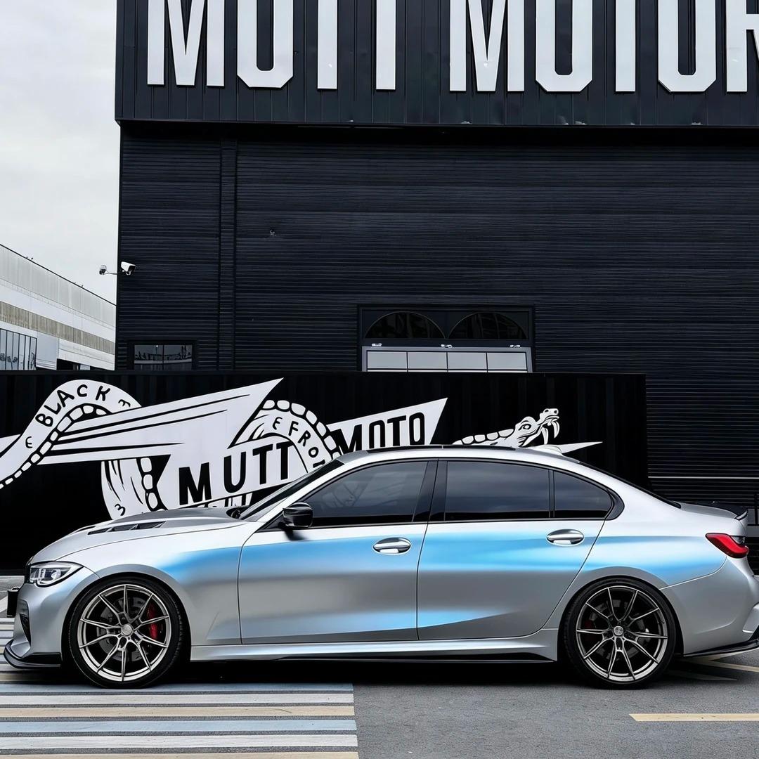 Matte Metallic Chameleon Silver Blue Car Vinyl Wrap PET product image 3 - Veloro color shift vinyl wrap