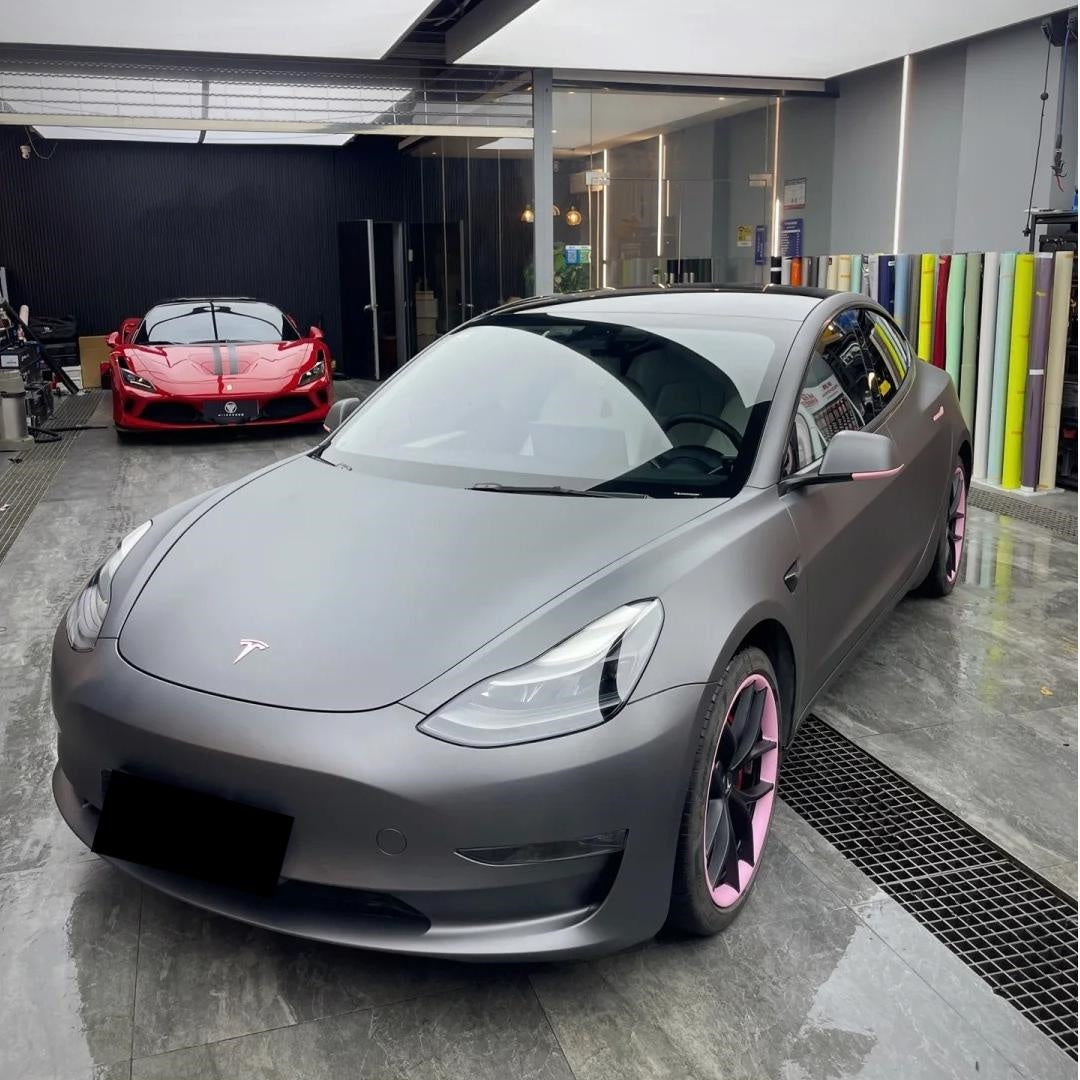 Matte Metallic Charcoal Grey Car Vinyl Wrap product image 4 - Veloro matte vinyl wrap