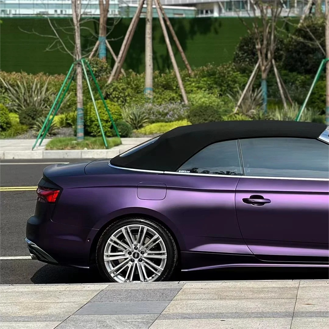 Ultra Matte Metallic Dark Purple Car Vinyl Wrap PET product image 6 - Veloro matte vinyl wrap