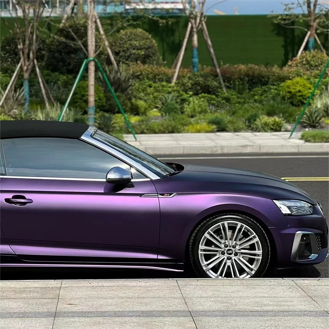 Ultra Matte Metallic Dark Purple Car Vinyl Wrap PET product image 7 - Veloro matte vinyl wrap