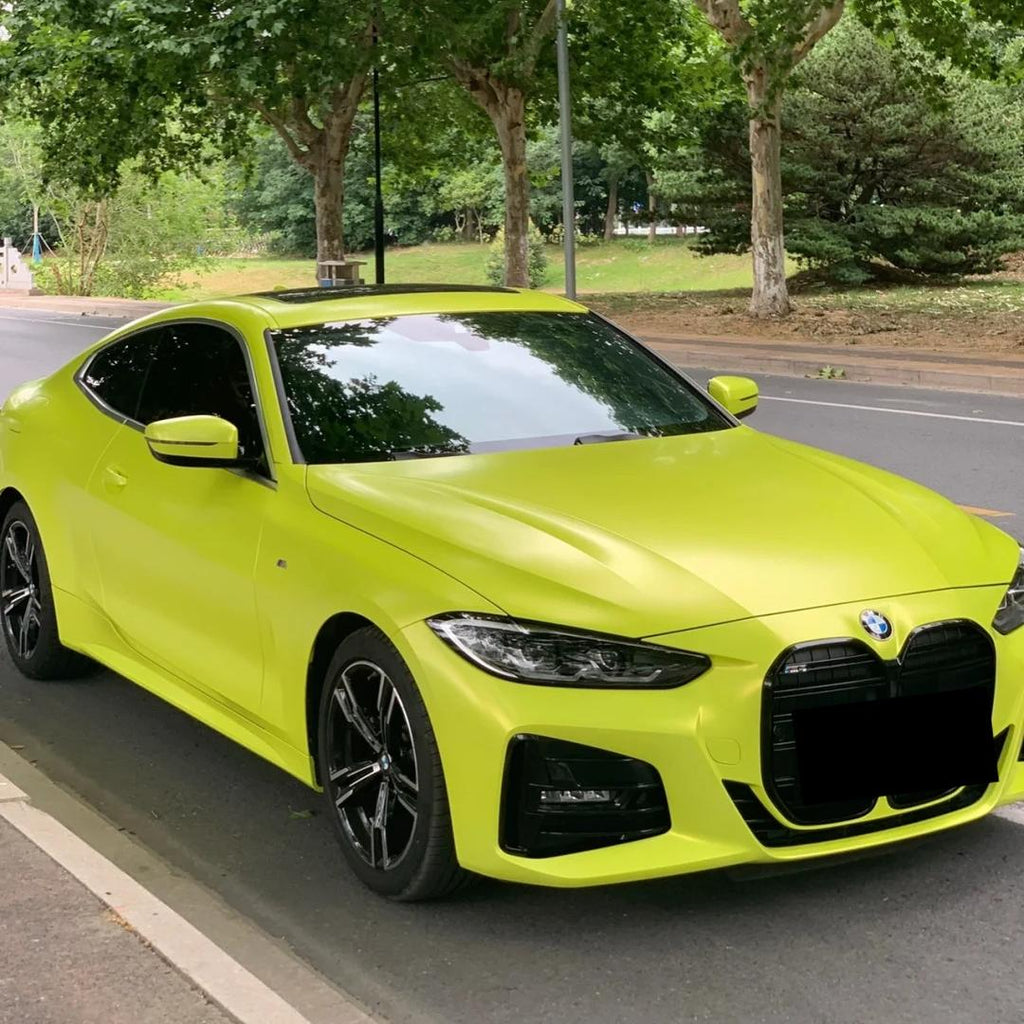 Matte Metallic Fluorescent Yellow Car Vinyl Wrap product image 4 - Veloro matte vinyl wrap