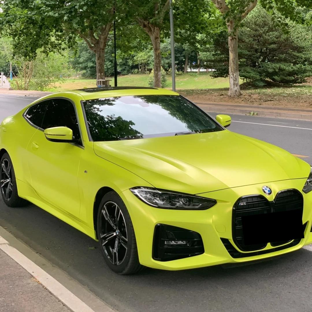 Matte Metallic Fluorescent Yellow Car Vinyl Wrap product image 4 - Veloro matte vinyl wrap
