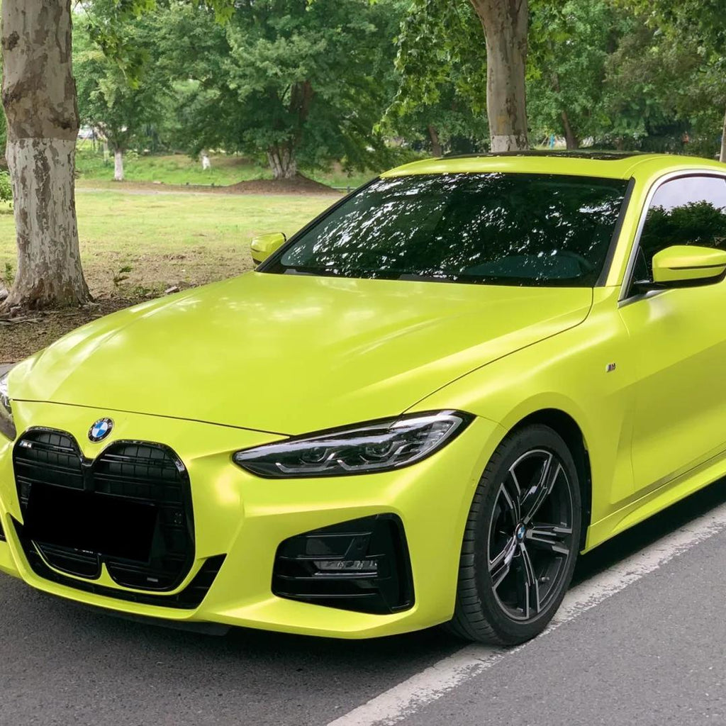 Matte Metallic Fluorescent Yellow Car Vinyl Wrap product image 5 - Veloro matte vinyl wrap