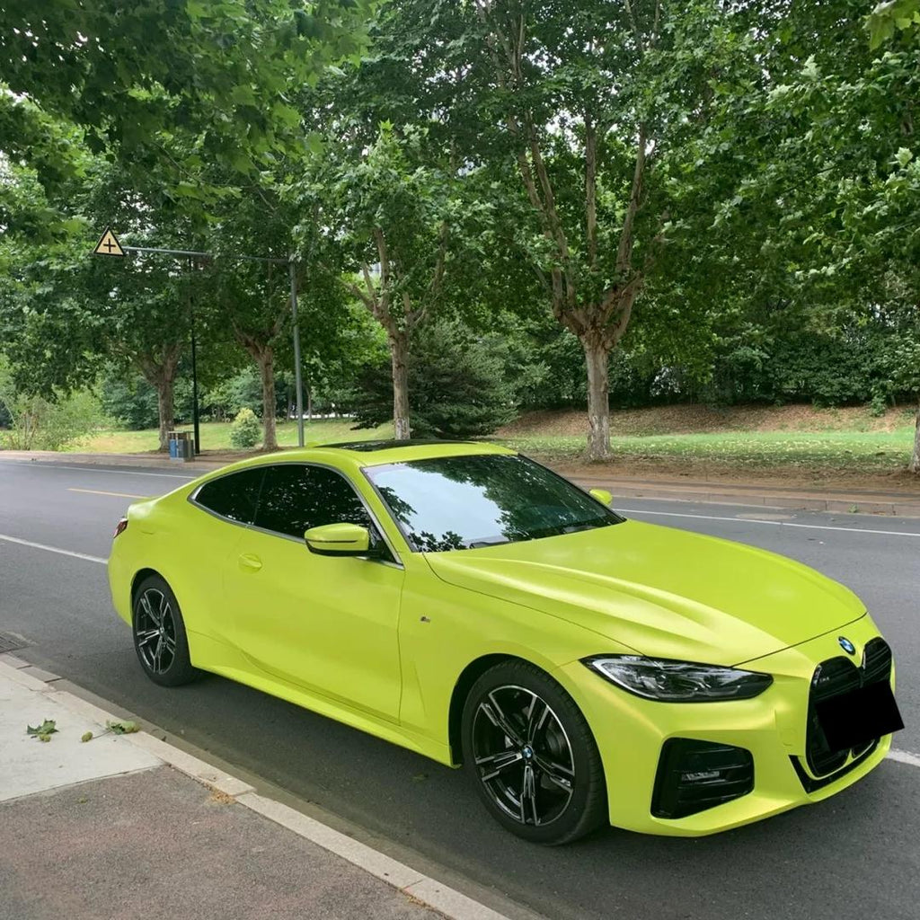 Matte Metallic Fluorescent Yellow Car Vinyl Wrap product image 6 - Veloro matte vinyl wrap