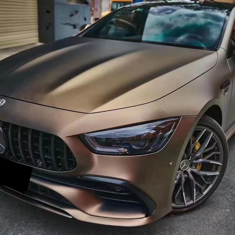 Ultra Matte Metallic Gold Brown Car Vinyl Wrap | Matte Coffee Brown Wrap product image 3 - Veloro matte vinyl wrap
