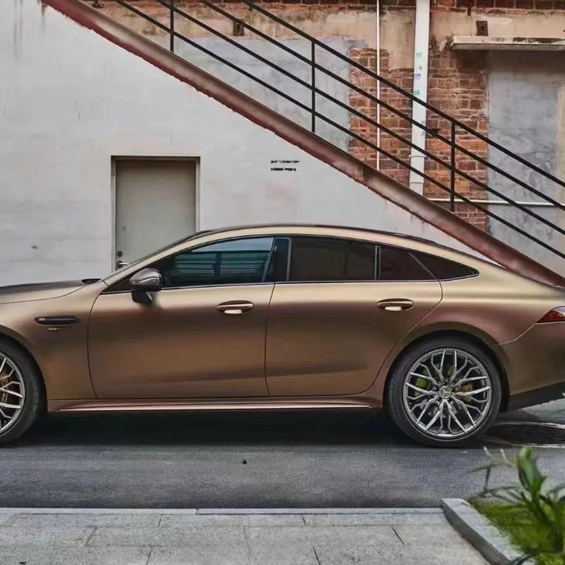 Ultra Matte Metallic Gold Brown Car Vinyl Wrap | Matte Coffee Brown Wrap product image 9 - Veloro matte vinyl wrap