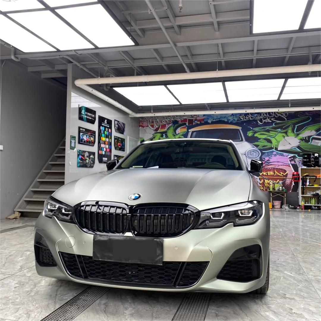 Matte Metallic Green Grey Car Vinyl Wrap PET product image 5 - Veloro matte vinyl wrap