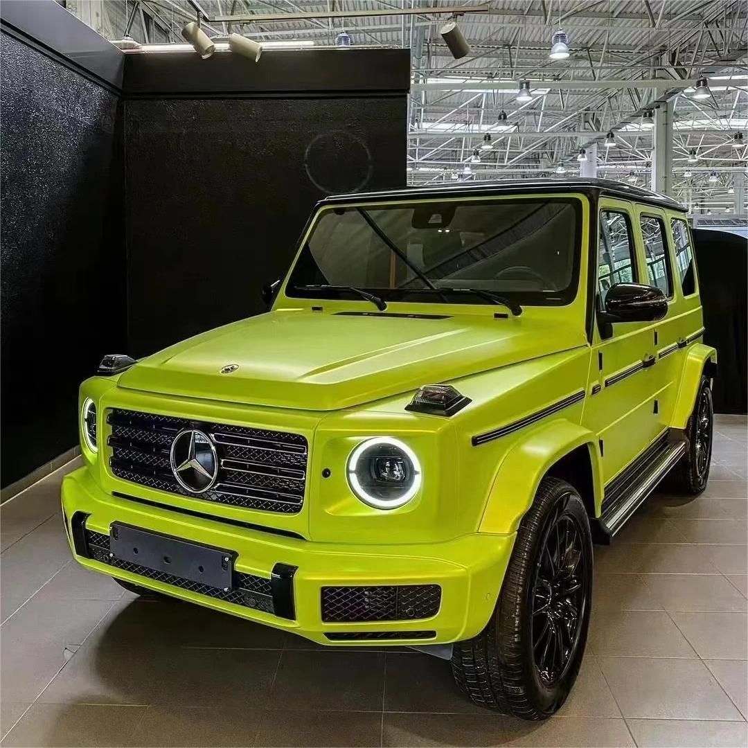 Matte Metallic Lemon Green Car Vinyl Wrap product image 2 - Veloro matte vinyl wrap