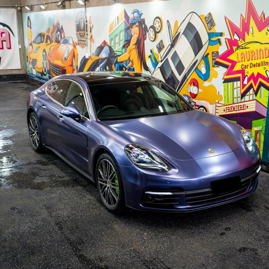 Matte Metallic Midnight Blue Car Vinyl Wrap product image 2 - Veloro matte vinyl wrap