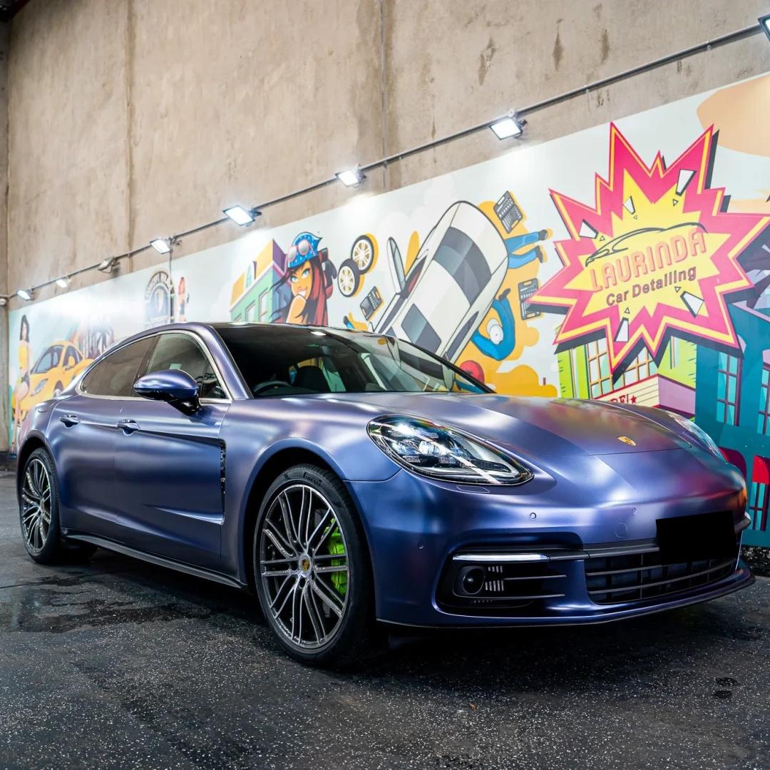 Matte Metallic Midnight Blue Car Vinyl Wrap product image 3 - Veloro matte vinyl wrap