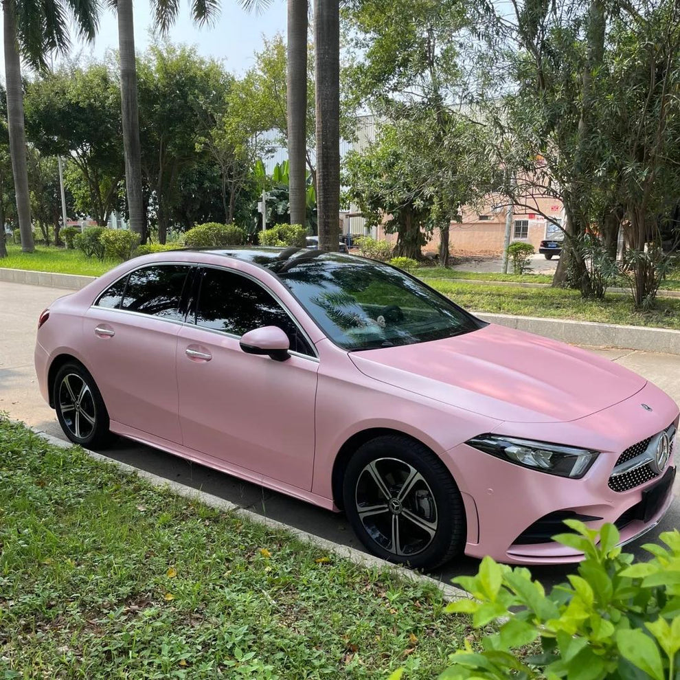 Matte Metallic Pearl Pink Car Vinyl Wrap PET product image 5 - Veloro matte vinyl wrap