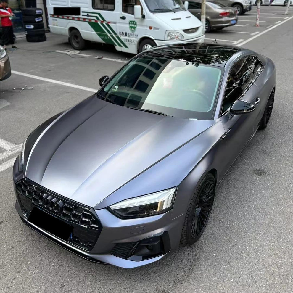 Matte Metallic Satin Deep Grey Car Vinyl Wrap product image 2 - Veloro matte vinyl wrap