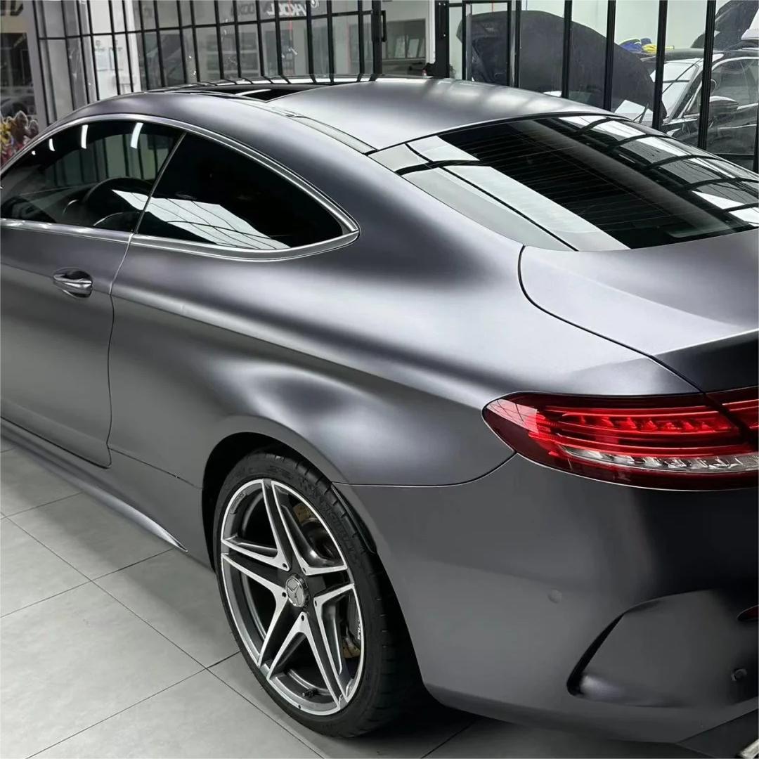 Matte Metallic Satin Mountain Grey Car Vinyl Wrap PET product image 5 - Veloro matte vinyl wrap