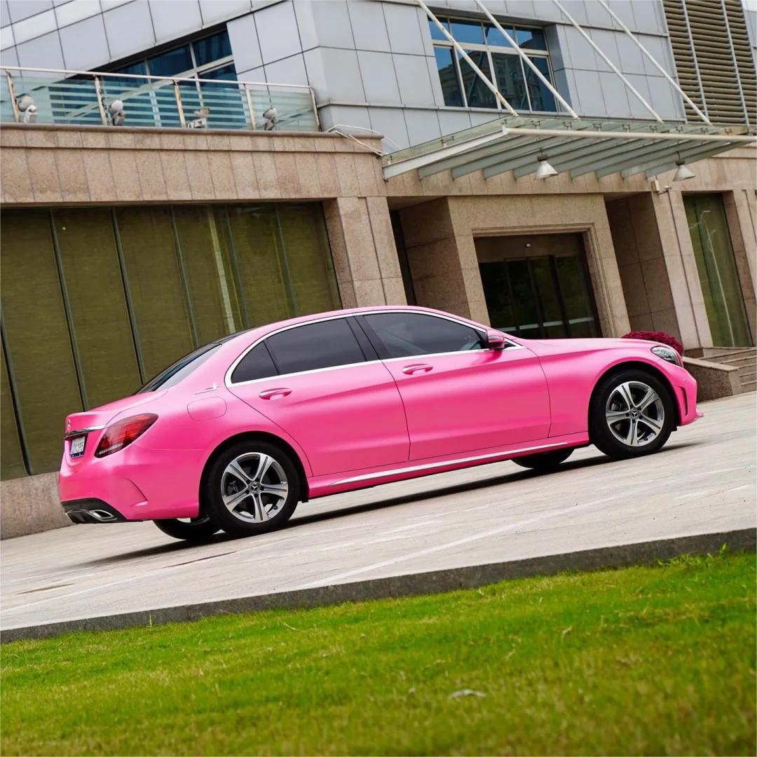 Matte Metallic Satin Princess Pink Car Vinyl Wrap PET product image 10 - Veloro matte vinyl wrap
