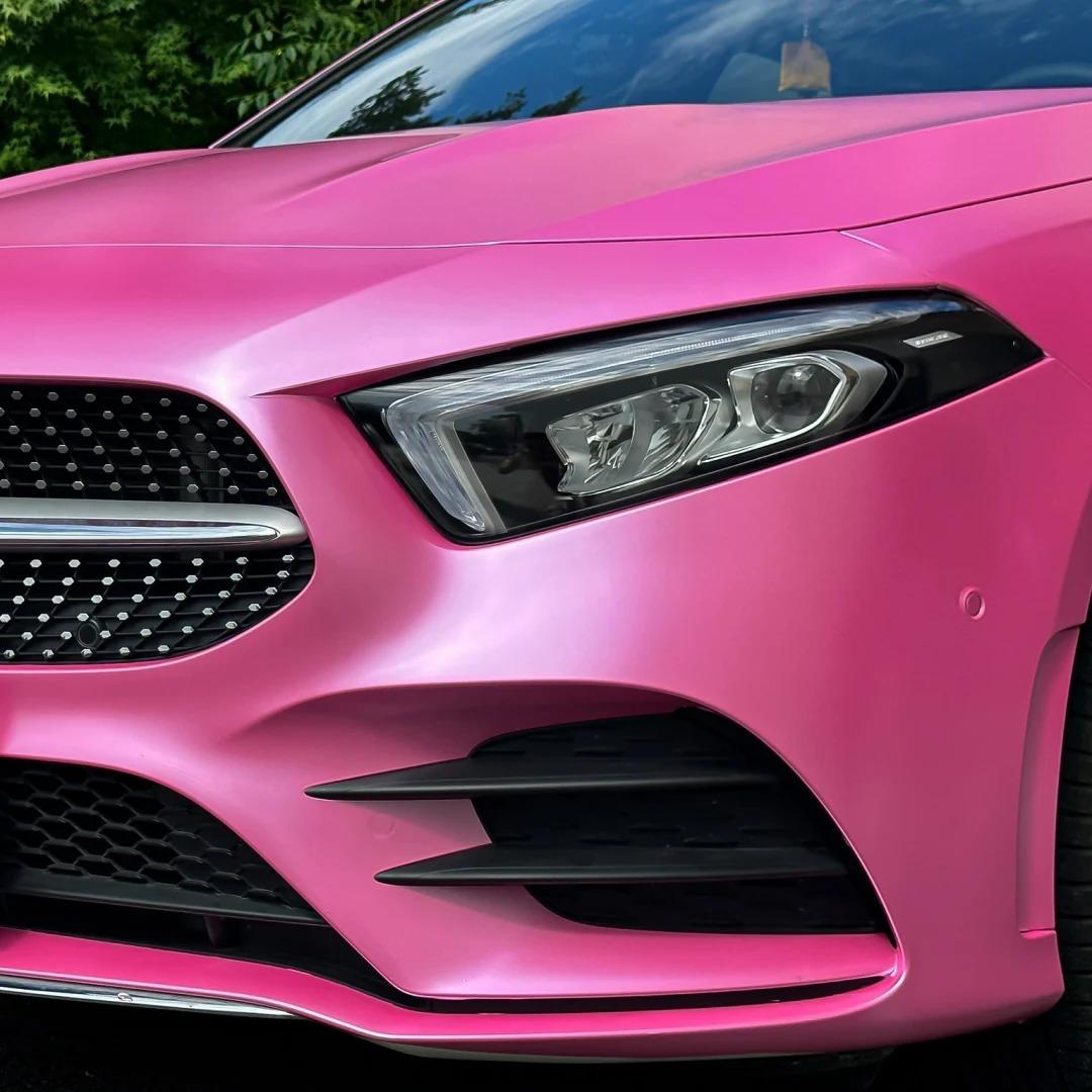Matte Metallic Satin Princess Pink Car Vinyl Wrap PET product image 4 - Veloro matte vinyl wrap