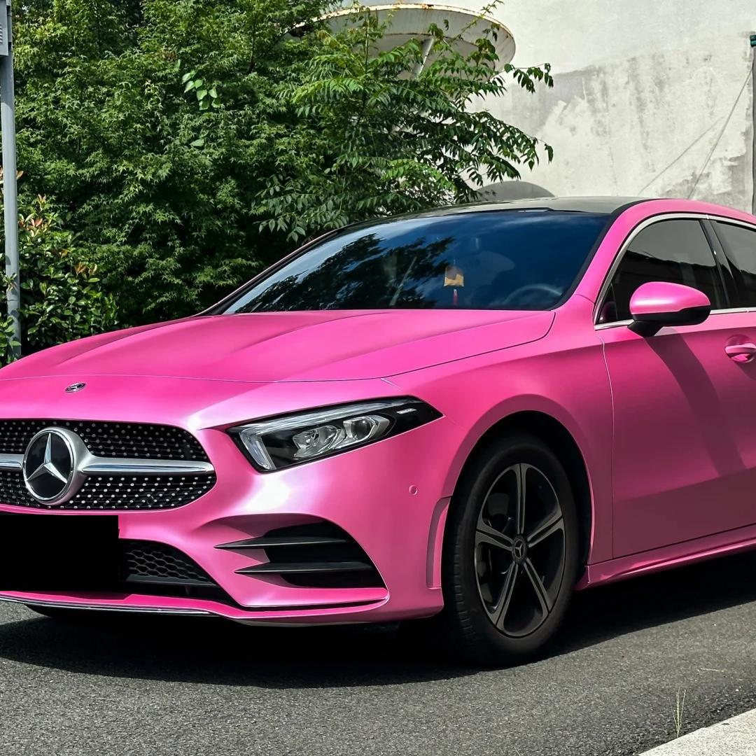 Matte Metallic Satin Princess Pink Car Vinyl Wrap PET product image 3 - Veloro matte vinyl wrap