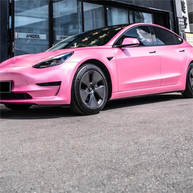Matte Metallic Shell Pink Car Vinyl Wrap product image 4 - Veloro matte vinyl wrap