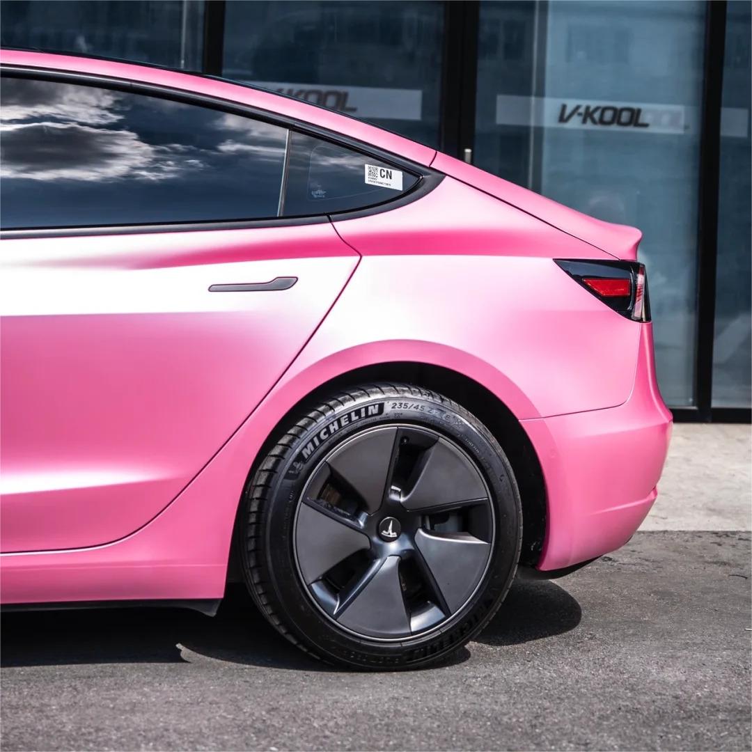 Matte Metallic Shell Pink Car Vinyl Wrap product image 6 - Veloro matte vinyl wrap