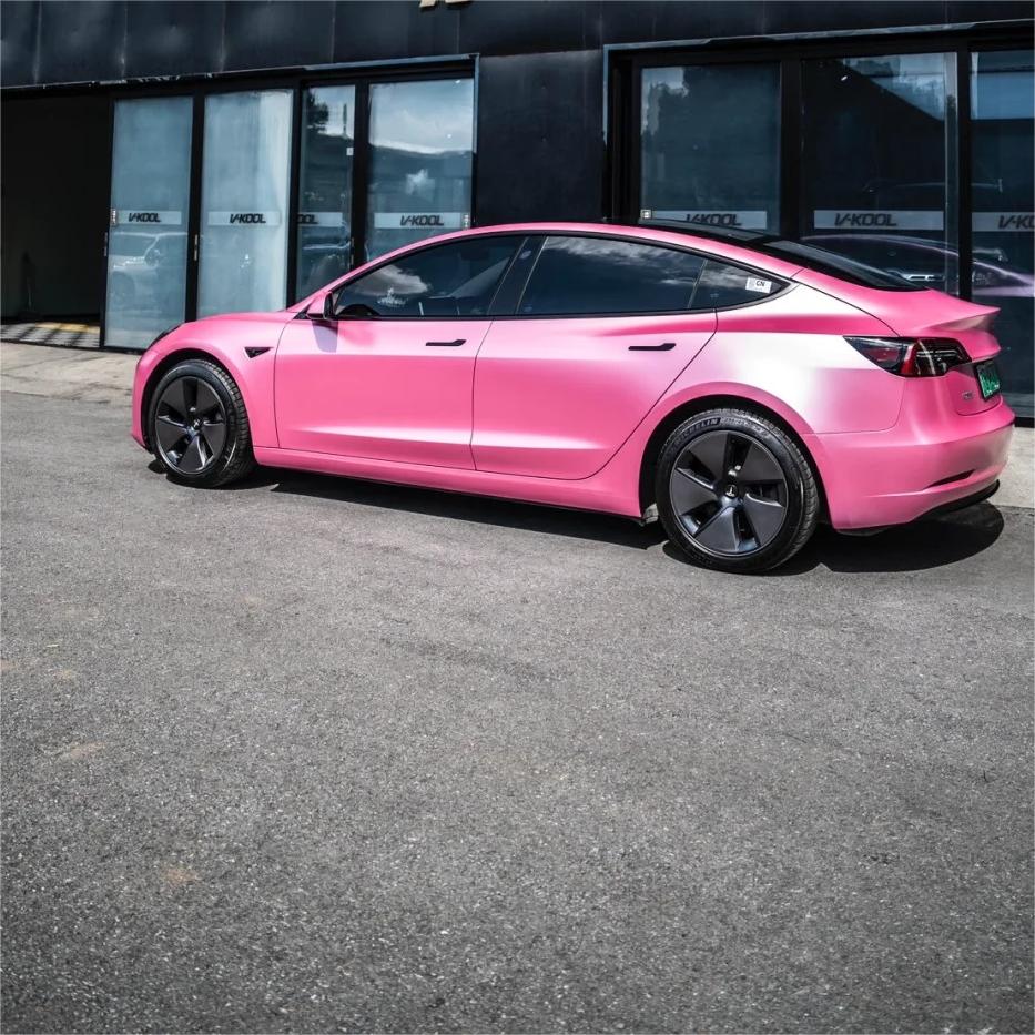 Matte Metallic Shell Pink Car Vinyl Wrap product image 7 - Veloro matte vinyl wrap