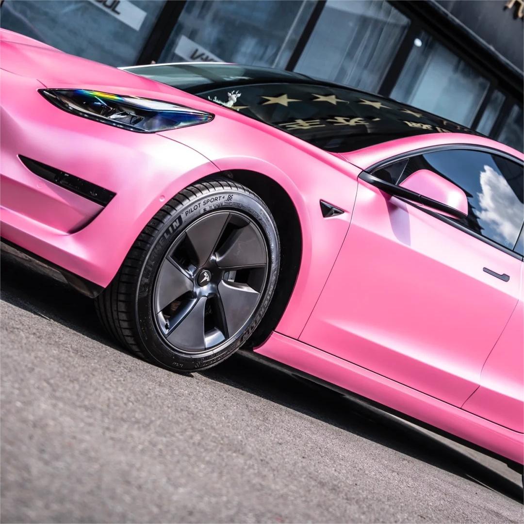 Matte Metallic Shell Pink Car Vinyl Wrap product image 3 - Veloro matte vinyl wrap