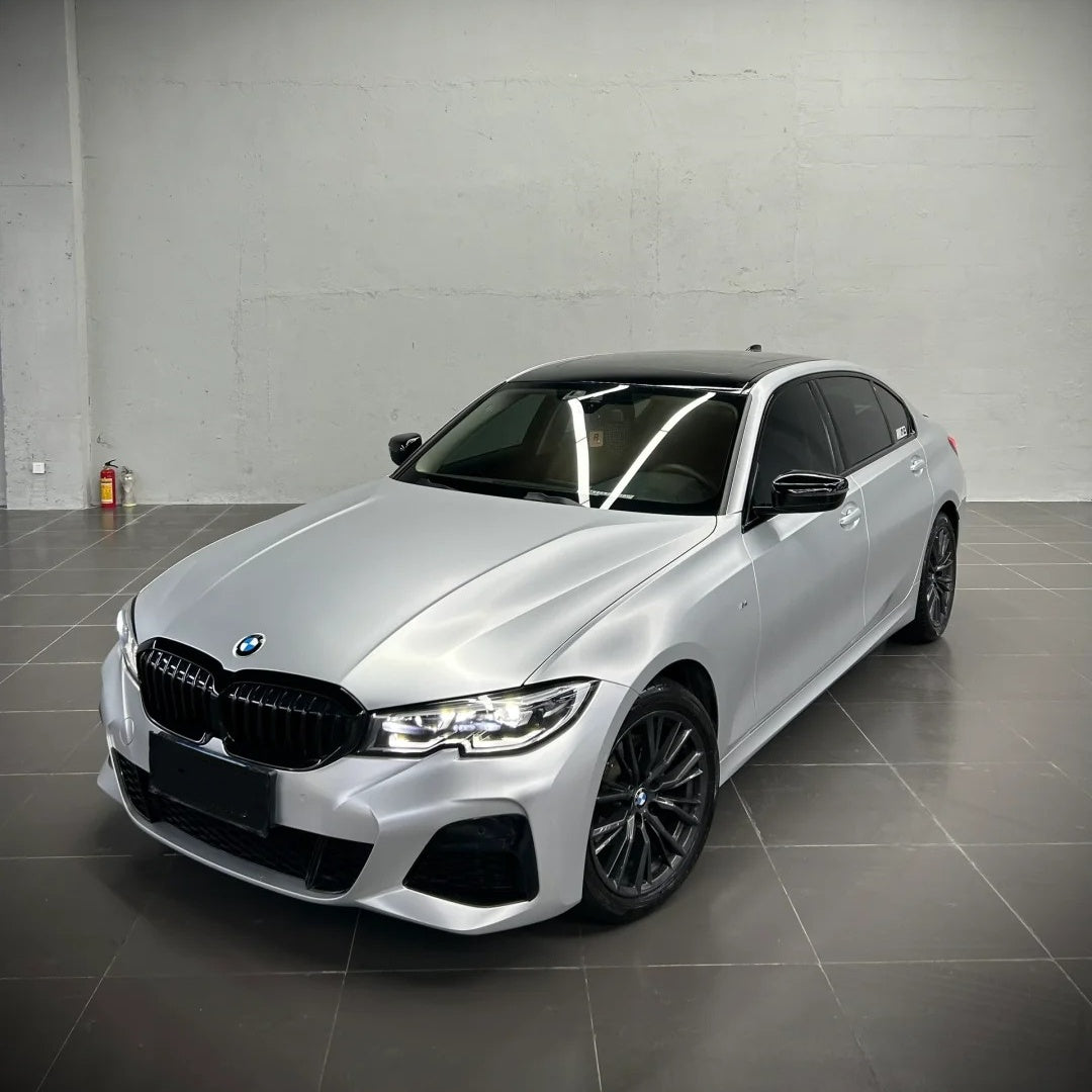 Matte Metallic Silver Car Vinyl Wrap PET product image 2 - Veloro matte vinyl wrap