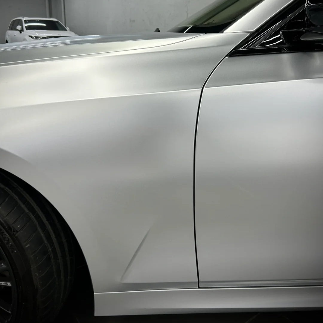Matte Metallic Silver Car Vinyl Wrap PET product image 4 - Veloro matte vinyl wrap