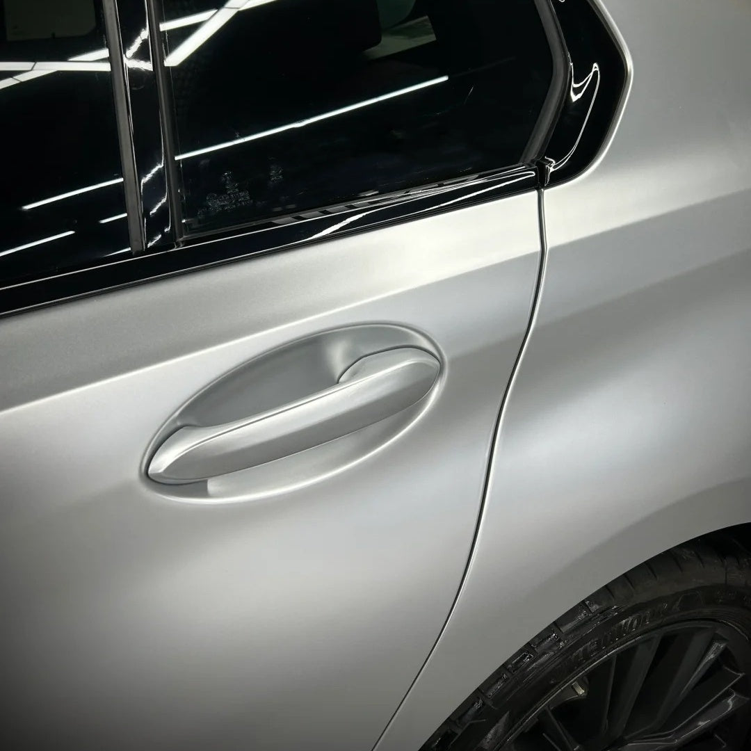 Matte Metallic Silver Car Vinyl Wrap PET product image 5 - Veloro matte vinyl wrap