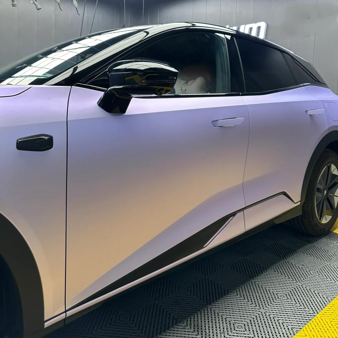 Matte Metallic Silver Purple Car Vinyl Wrap PET product image 6 - Veloro matte vinyl wrap