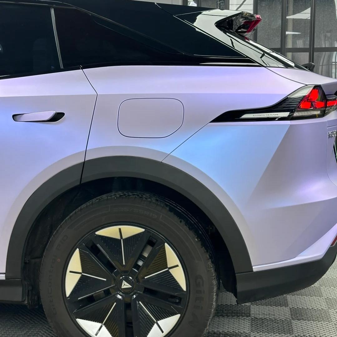 Matte Metallic Silver Purple Car Vinyl Wrap PET product image 8 - Veloro matte vinyl wrap