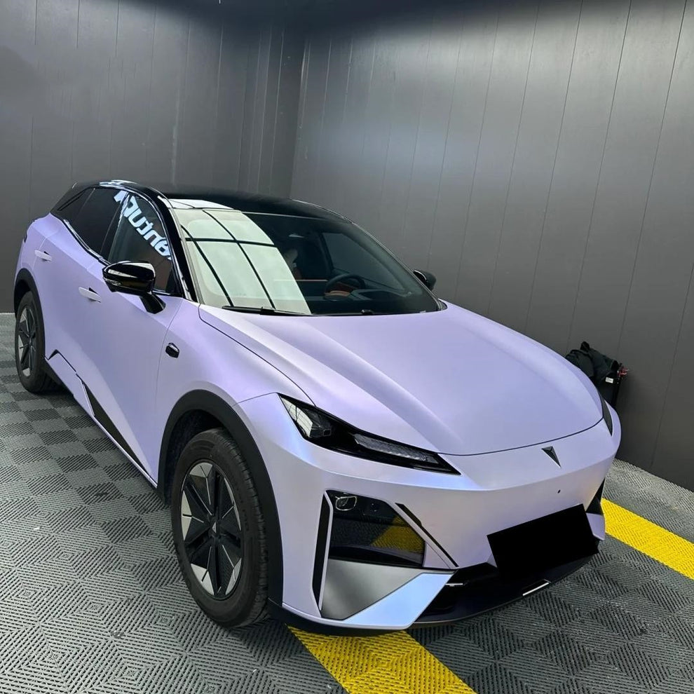 Matte Metallic Silver Purple Car Vinyl Wrap PET product image 3 - Veloro matte vinyl wrap