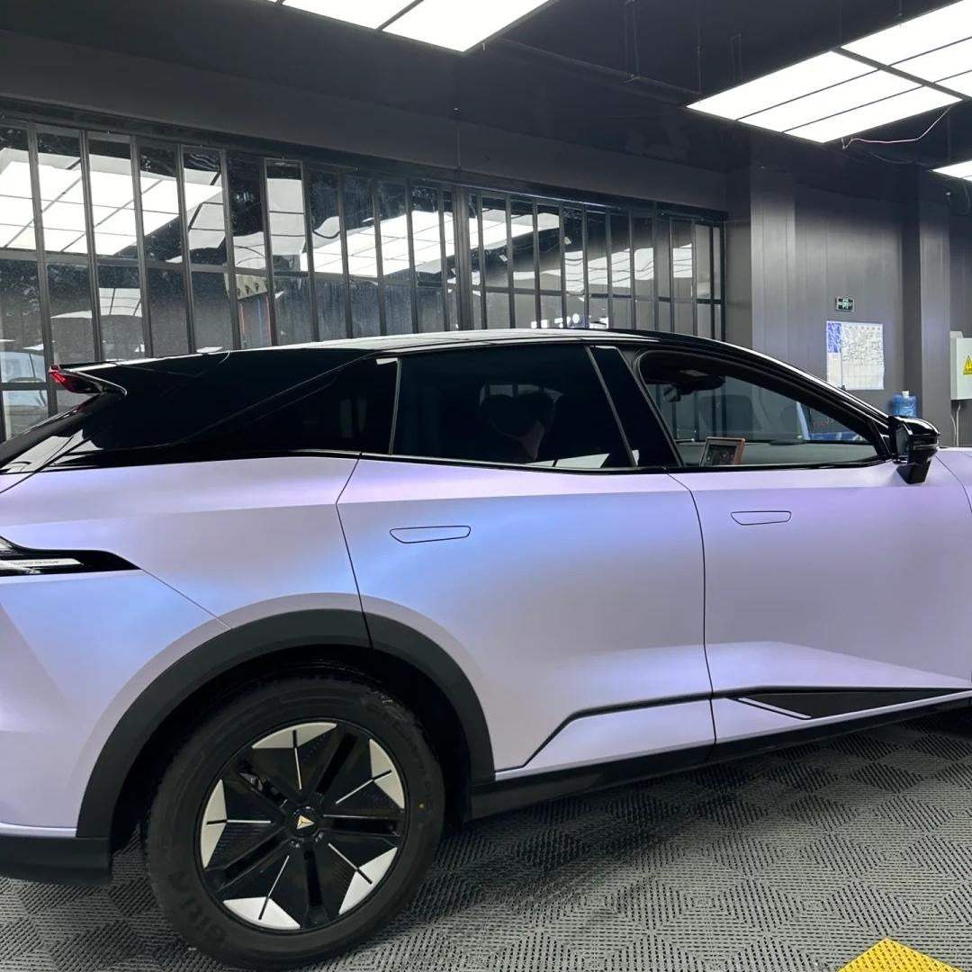 Matte Metallic Silver Purple Car Vinyl Wrap PET product image 9 - Veloro matte vinyl wrap