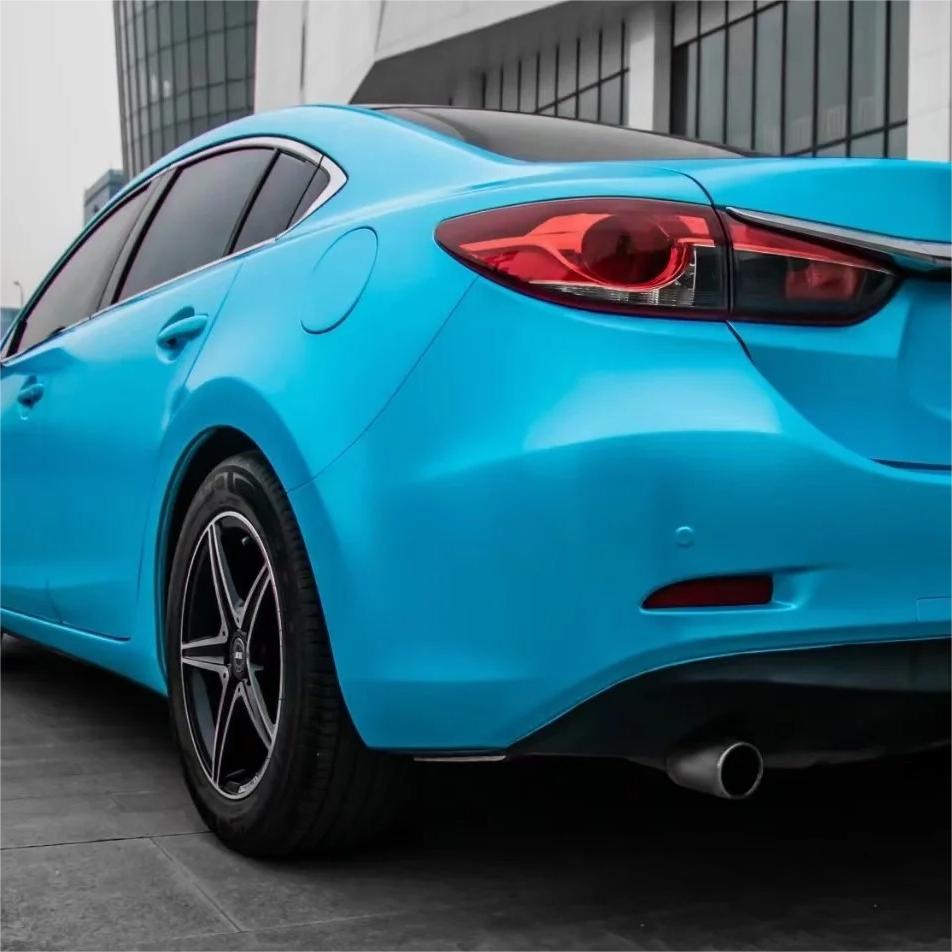 Matte Metallic Sky Blue Car Vinyl Wrap product image 4 - Veloro matte vinyl wrap
