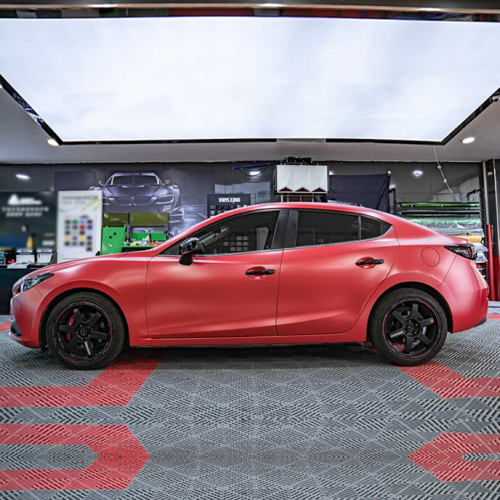 Matte Metallic Pure Red Car Vinyl Wrap product image 3 - Veloro matte vinyl wrap