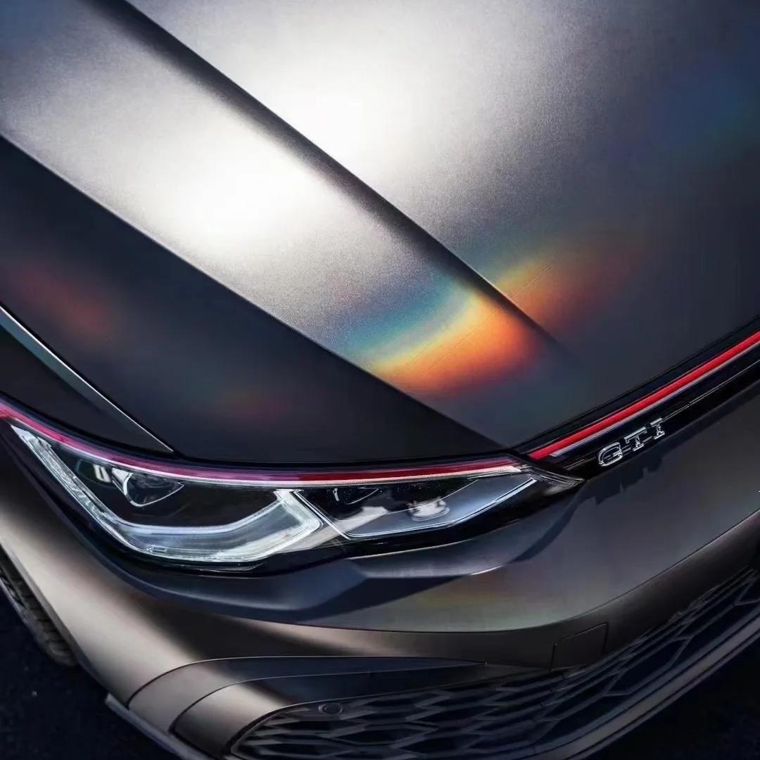 Matte Rainbow Holographic Chrome Tungsten Car Vinyl Wrap PET product image 7 - Veloro chrome vinyl wrap