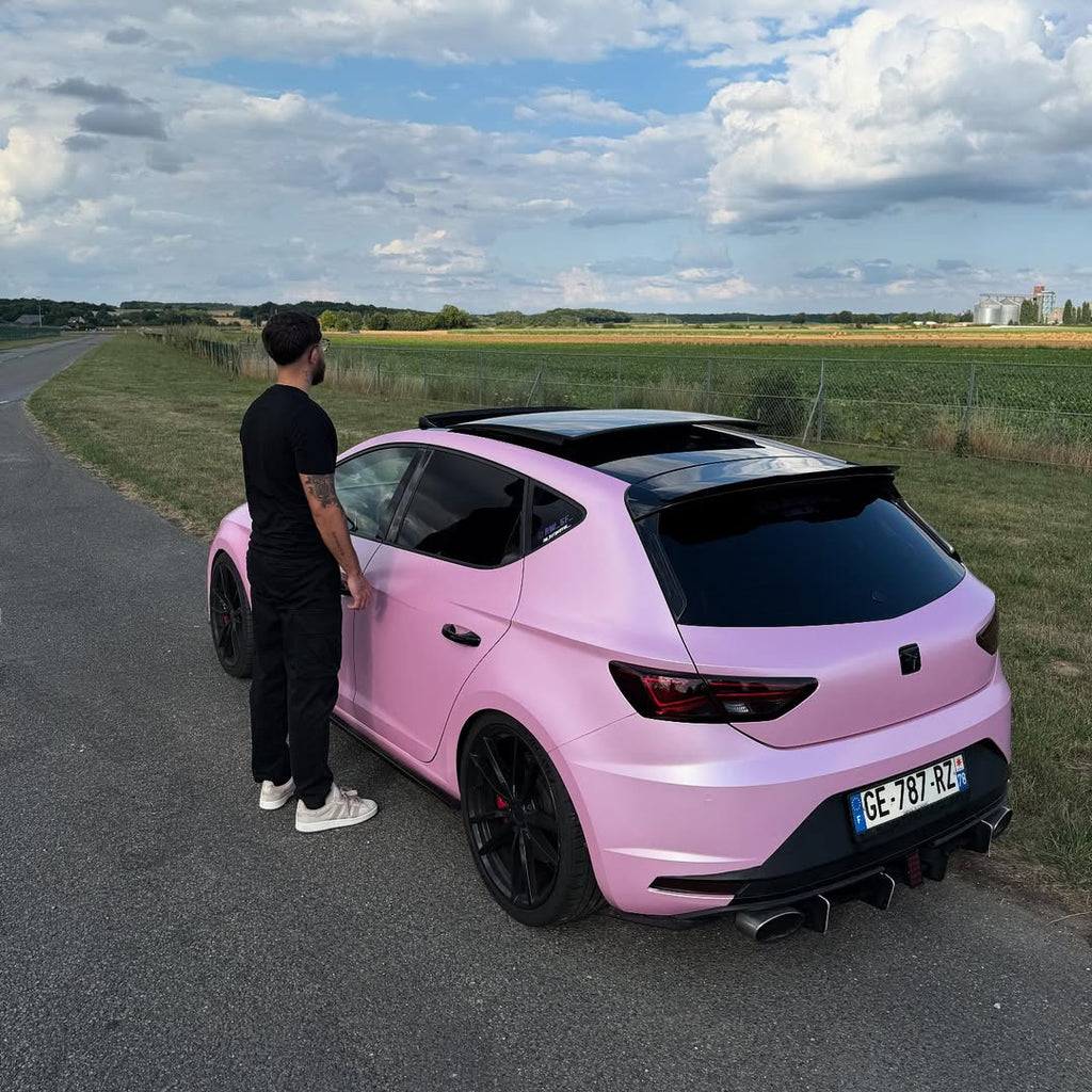 Matte Satin Bubblegum Pink Car Vinyl Wrap product image 2 - Veloro matte vinyl wrap