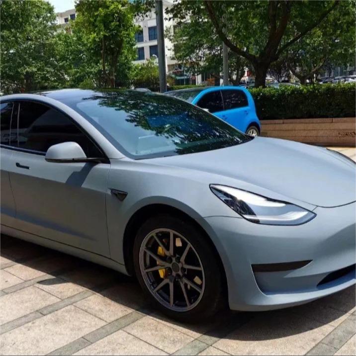 Matte Satin Cement Grey Car Vinyl Wrap product image 3 - Veloro matte vinyl wrap