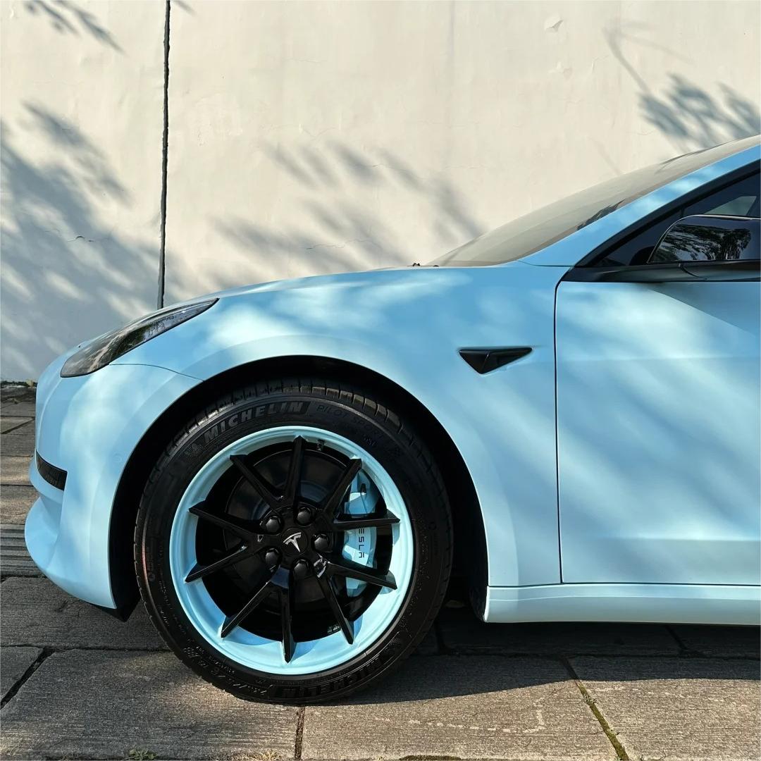 Matte Satin Glacier Blue Car Vinyl Wrap product image 4 - Veloro matte vinyl wrap